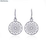 Zilveren lotus mandala bloem oorhangers, Sieraden, Tassen en Uiterlijk, Oorbellen, Verzenden, Nieuw, Zilver