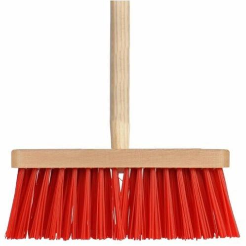 Benson Straatbezem - Rood - Kunststof haren - Houten stee..., Tuin en Terras, Hand-tuingereedschap, Nieuw, Ophalen of Verzenden