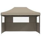 Partytent inklapbaar pop-up met 3 zijwanden taupe, Verzenden, Nieuw, 2 meter of meer, Partytent