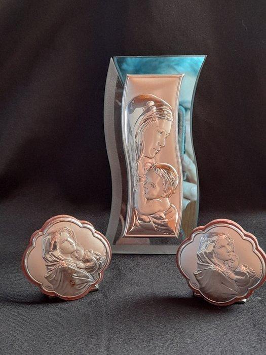 Icoon - Moeder Gods - Laminated Silver, Antiek en Kunst, Antiek | Goud en Zilver