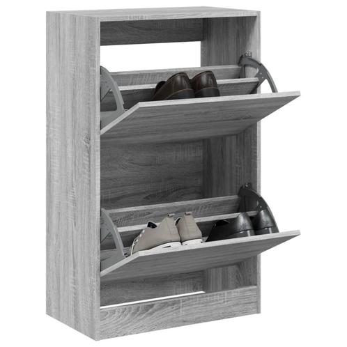vidaXL Schoenenkast 60x34x96,5 cm bewerkt hout grijs sonoma, Huis en Inrichting, Kasten | Schoenenrekken, Nieuw, Verzenden