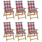 vidaXL Tuinstoelen 6 st inklapbaar met kussens massief, Verzenden, Nieuw, Hout