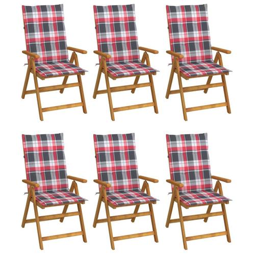 vidaXL Tuinstoelen 6 st inklapbaar met kussens massief, Tuin en Terras, Tuinstoelen, Nieuw, Hout, Verzenden