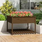 vidaXL Plantenbak met schap 111,5x111,5x81 cm grenenhout, Verzenden, Nieuw, Hout, 60 cm of meer