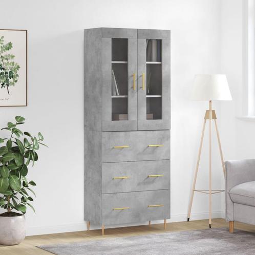 vidaXL buffetkast 69,5x34x180 cm bewerkt hout betongrijs, Huis en Inrichting, Kasten | Buffetkasten, 25 tot 50 cm, Nieuw, Overige houtsoorten