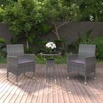 vidaXL 3-delige Tuinset poly rattan grijs, Verzenden, Nieuw, Rotan, Tuinset