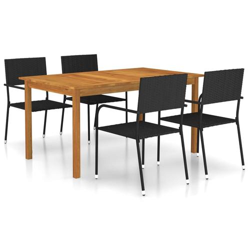 vidaXL 5-delige Tuinset zwart, Tuin en Terras, Tuinsets en Loungesets, Tuinset, Nieuw, 4 zitplaatsen, Hardhout, Verzenden
