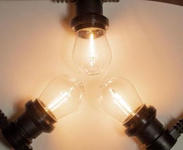 Zwarte prikkabel met warm  witte filament LED lampen