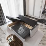 *SALE* Slaapbank met opbergruimte Kos | Grijs/Skai Wit €499, Huis en Inrichting, Banken | Bankstellen, Hout, 125 tot 150 cm, Verzenden