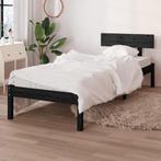 vidaXL Bedframe massief hout zwart 75x190 cm, Eenpersoons, Verzenden, Zwart, Nieuw