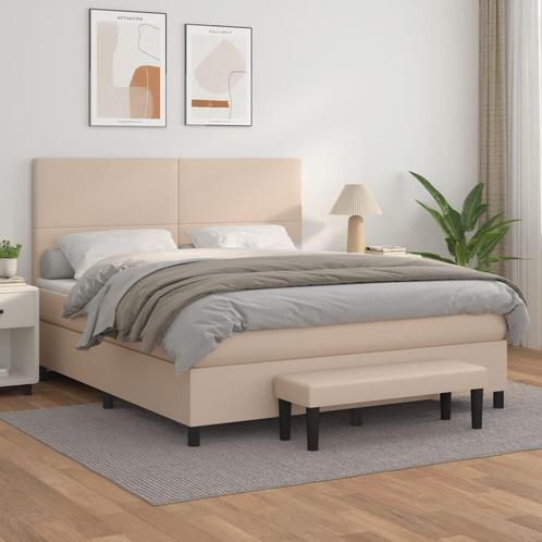 vidaXL Boxspring met matras kunstleer cappuccinokleurig, Huis en Inrichting, Slaapkamer | Bedden, 80 cm, 200 cm, Bruin, Eenpersoons