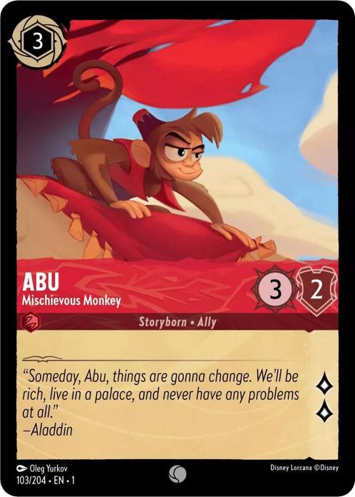 [103/204] - ABU - Mischievous Monkey ENG NON-FOIL [M/NM], Verzamelen, Disney, Ophalen of Verzenden
