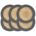 vidaXL Placemats 6 st 38 cm jute en katoen natuurlijk en, Verzenden, Nieuw, Grijs
