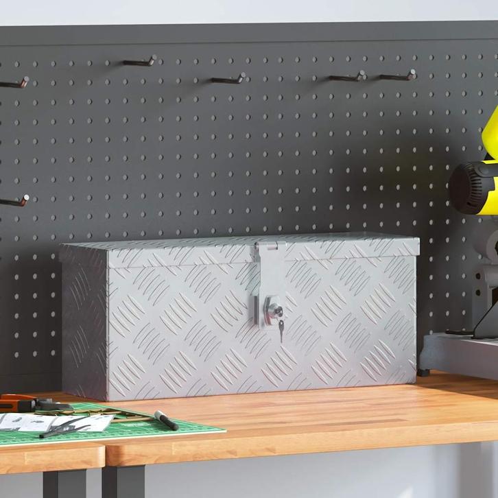 vidaXL Aluminium kist 48,5x14x20 cm zilverkleurig, Doe-het-zelf en Verbouw, Gereedschapskisten, Nieuw, Verzenden