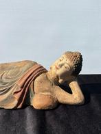Liggend Boeddha Standbeeld - Hout - China - Eind 20e eeuw