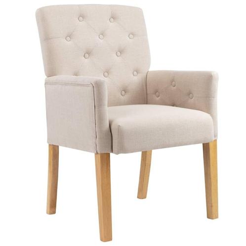 Eetkamerstoel beige stof - Retourdeal - 47% Korting!, Huis en Inrichting, Stoelen, Overige kleuren, Nieuw, Ophalen of Verzenden