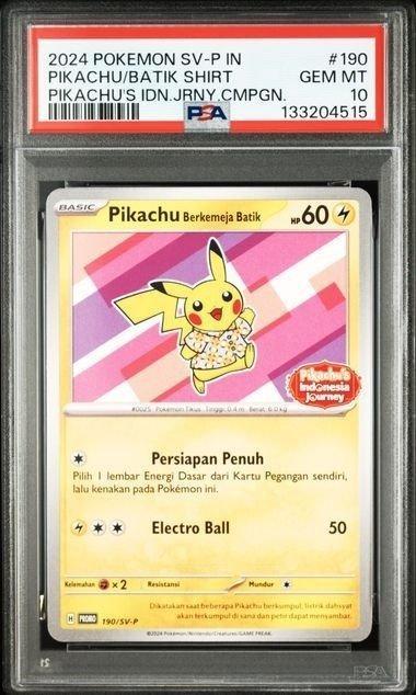 Pokémon - 1 Graded card - BATIK SHIRT PIKACHU 190/SV-P Promo, Hobby en Vrije tijd, Verzamelkaartspellen | Pokémon