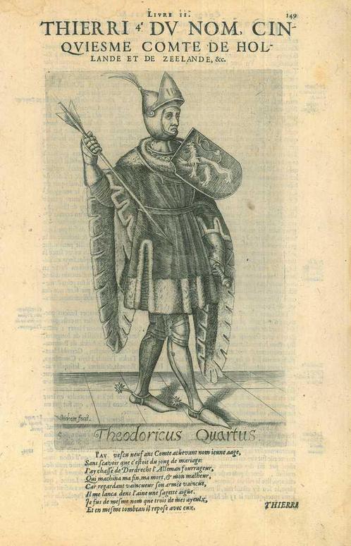 Portrait of Dirk IV, Count of Holland, Antiek en Kunst, Kunst | Etsen en Gravures