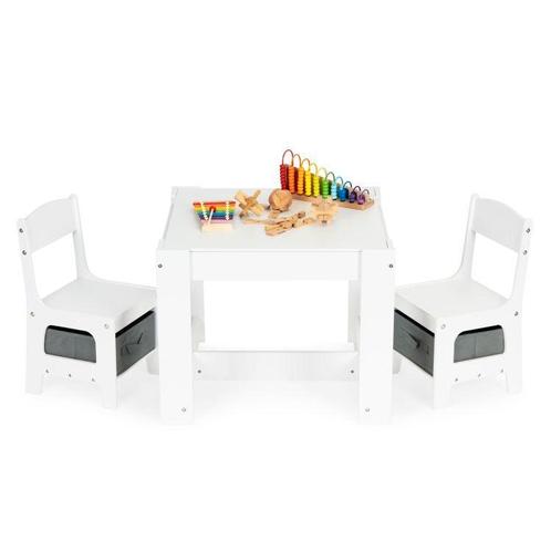 Dubbelzijdige kindertafel met stoeltjes 63x63x51cm wit, Kinderen en Baby's, Kinderkamer | Overige Meubels, Ophalen of Verzenden