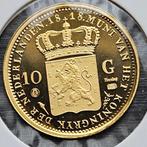 Nederland. Wilhelmina. 10 Gulden 1818 replica in 14 karaat, Postzegels en Munten, Munten | Nederland