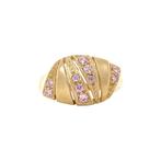 Gouden ring met roze zirkonia 14 karaat, Sieraden, Tassen en Uiterlijk, Ringen, Verzenden, Zo goed als nieuw, Roze, Goud