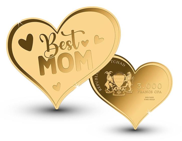 Hartvormige Gouden Munt – Best Mom, Postzegels en Munten, Munten en Bankbiljetten | Verzamelingen, Verzenden