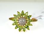 Ring - 14 karaat Geel goud Olivijn - Diamant -, Nieuw