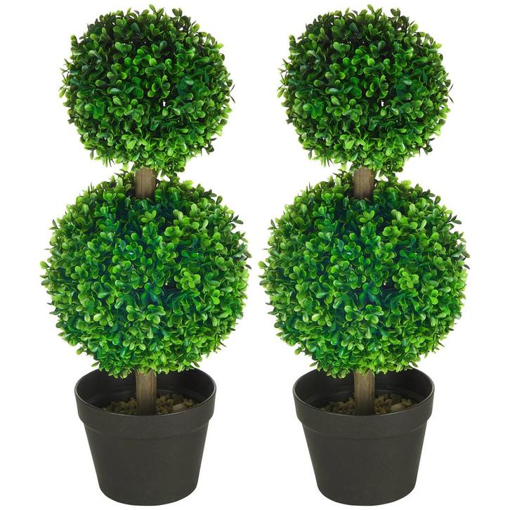 TRUUSK Kunstplanten Set Buxus 60 cm - UV-bestendig - Dubbele, Huis en Inrichting, Woonaccessoires | Kunstplanten en Kunstbloemen