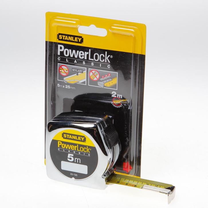 ROLBANDMAAT POWERLOCK 5 METER X 25MM 0-33-195, Doe-het-zelf en Verbouw, Gereedschap | Handgereedschap, Verzenden