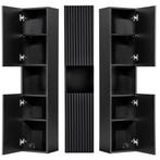 Badkamerkast Newport kolomkast 140x30x25 cm zwart [en.casa], Huis en Inrichting, Badkamer | Badkamermeubels, Verzenden, Nieuw