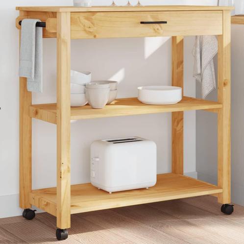 vidaXL Keukentrolley MONZA 84x40x90 cm massief grenenhout, Huis en Inrichting, Keuken | Keukenbenodigdheden, Nieuw, Verzenden