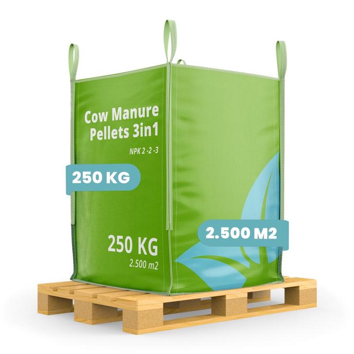 Koemestkorrels 3in1 (bigbag 250 kg - voor 2500 m2), Tuin en Terras, Aarde en Mest, Koemestkorrels, Verzenden