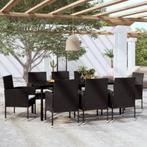 vidaXL 9-delige Tuinset zwart, Tuin en Terras, Nieuw, 8 zitplaatsen, Tuinset, Verzenden