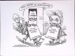 Pentekening Amerika - Romney en Hillary zijn het eens, Antiek en Kunst, Kunst | Tekeningen en Foto's, Verzenden