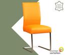 Leren eetkamerstoel Remix - Toledo Mandarin (oranje) -, Huis en Inrichting, Stoelen, Overige kleuren, Nieuw, Ophalen of Verzenden