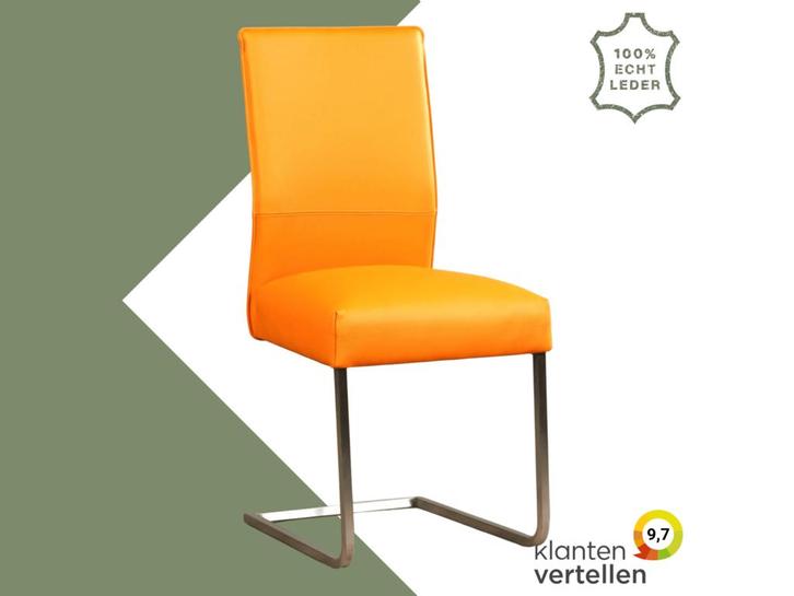 Leren eetkamerstoel Remix - Toledo Mandarin (oranje) -, Huis en Inrichting, Stoelen, Eén, Overige kleuren, Nieuw, Leer, Ophalen of Verzenden