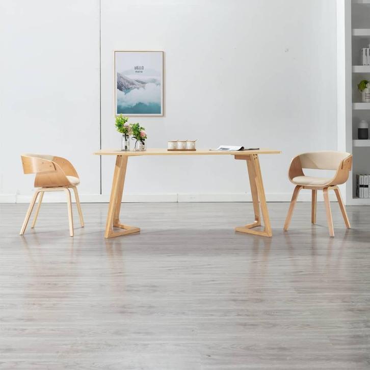 Stoel Gebogen Hout Creme | Tweedekansje | OP=OP, Huis en Inrichting, Stoelen, Overige kleuren, Nieuw, Hout, Ophalen of Verzenden