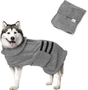 Hondenbadjas - Badjas hond - Ruglengte 60 cm - L - Grijs - N beschikbaar voor biedingen