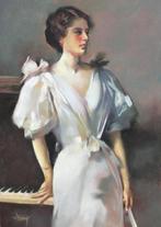 Domingo Alvarez Gomez (1942) - Dama junto al piano, Antiek en Kunst