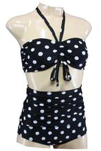 Aloha Beachwear, Bandeau Bikini Black Dots Vintage High Wais, Verzenden, Nieuw