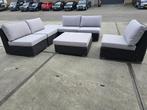 Showroommodel Manjavico hoek loungeset 7-delig zwart wicker, Tuin en Terras, Tuinsets en Loungesets, Ophalen of Verzenden, Nieuw