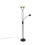 Vloerlamp zwart incl. LED en dimmer met leeslamp dim to warm, Nieuw, Overige materialen, Modern, 150 tot 200 cm