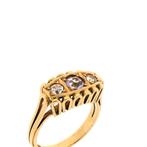 Gouden ring met amethist en witte saffier, Sieraden, Tassen en Uiterlijk, Ringen, 18 tot 19, Gebruikt, Overige kleuren, Ophalen of Verzenden