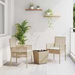 vidaXL Tuin Bistro Set 3 pcs Beige Poly riet, Verzenden, Nieuw, Rotan