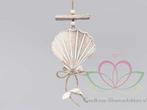 Houten deco Schelp schelpenhanger 9-8 cm, Huis en Inrichting, Ophalen of Verzenden, Nieuw