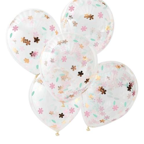 Confetti Ballonnen Bloemen 30cm 5st, Hobby en Vrije tijd, Feestartikelen, Nieuw, Verzenden