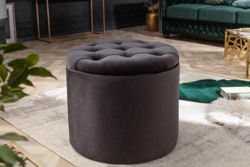Elegante kruk MODERN BAROQUE 50cm zwart fluwelen opbergmand, Huis en Inrichting, Banken | Voetenbanken en Poefen, Ophalen of Verzenden