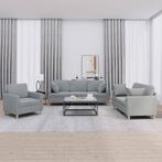 vidaXL 3-delige Loungeset met kussens stof lichtgrijs, Huis en Inrichting, Verzenden, Nieuw, Vierpersoons of meer, Stof