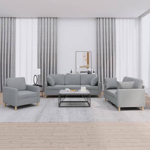 vidaXL 3-delige Loungeset met kussens stof lichtgrijs, Huis en Inrichting, Banken | Bankstellen, Nieuw, Stof, Vierpersoons of meer
