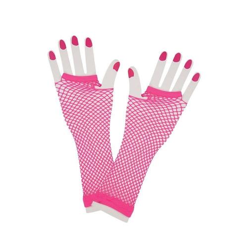 Net handschoenen neon roze, Hobby en Vrije tijd, Feestartikelen, Feestartikel, Nieuw, Verzenden